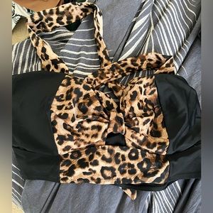 Torrid black and animal print swimsuit top (Torrid 1)